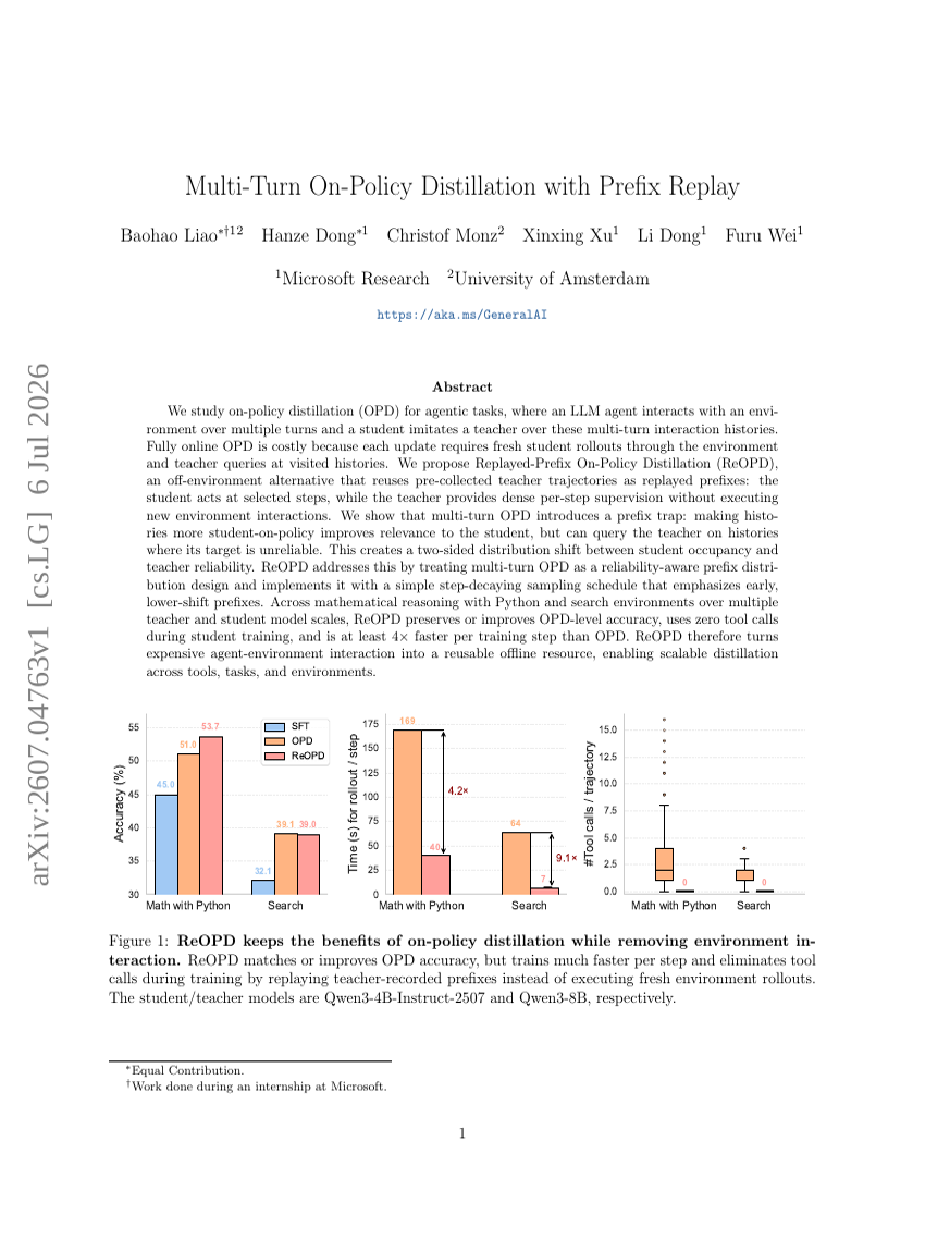 Multi-Turn On-Policy Distillation with Prefix Replay