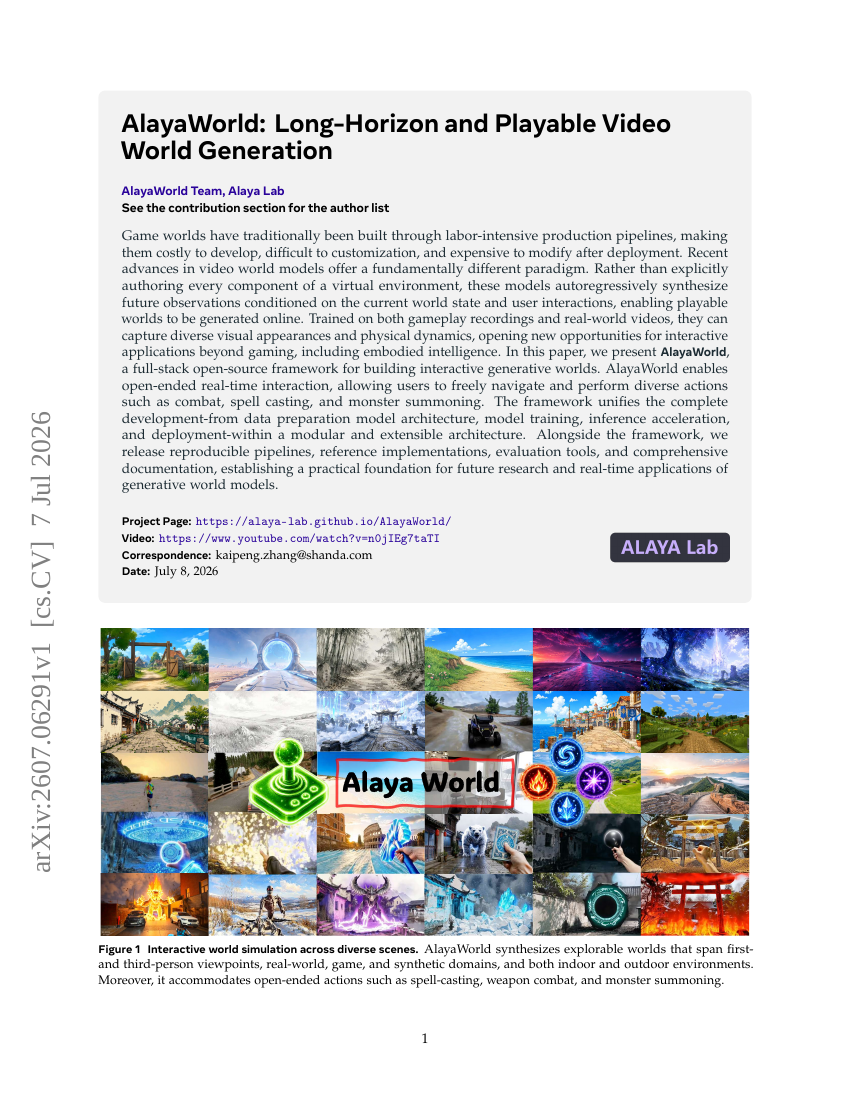 AlayaWorld: Long-Horizon and Playable Video World Generation