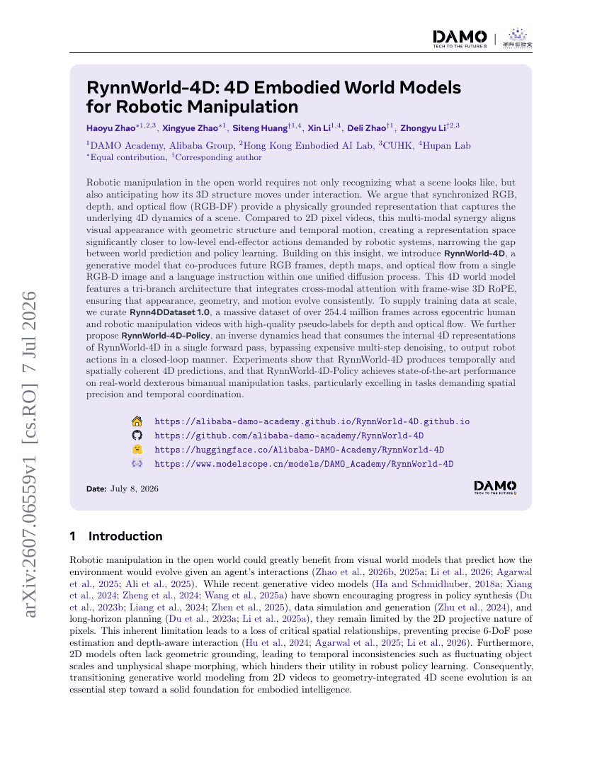 RynnWorld-4D: 4D Embodied World Models for Robotic Manipulation