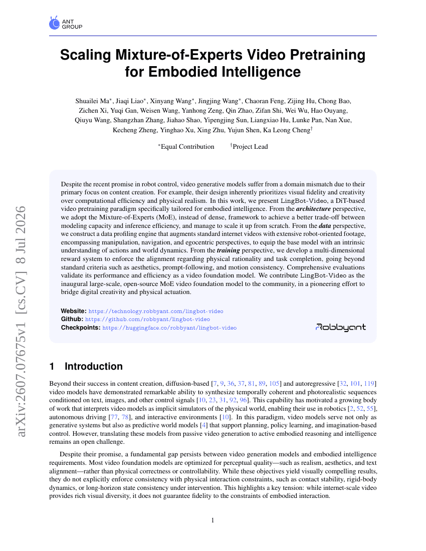 Scaling Mixture-of-Experts Video Pretraining for Embodied Intelligence