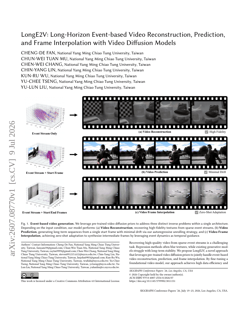 LongE2V: Long-Horizon Event-based Video Reconstruction, Prediction, and Frame Interpolation with Video Diffusion Models