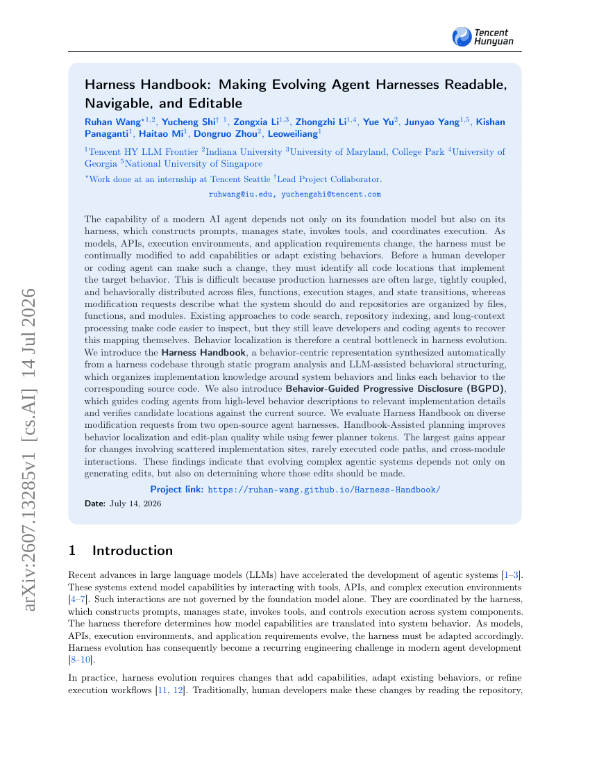 Harness Handbook: Making Evolving Agent Harnesses Readable, Navigable, and Editable