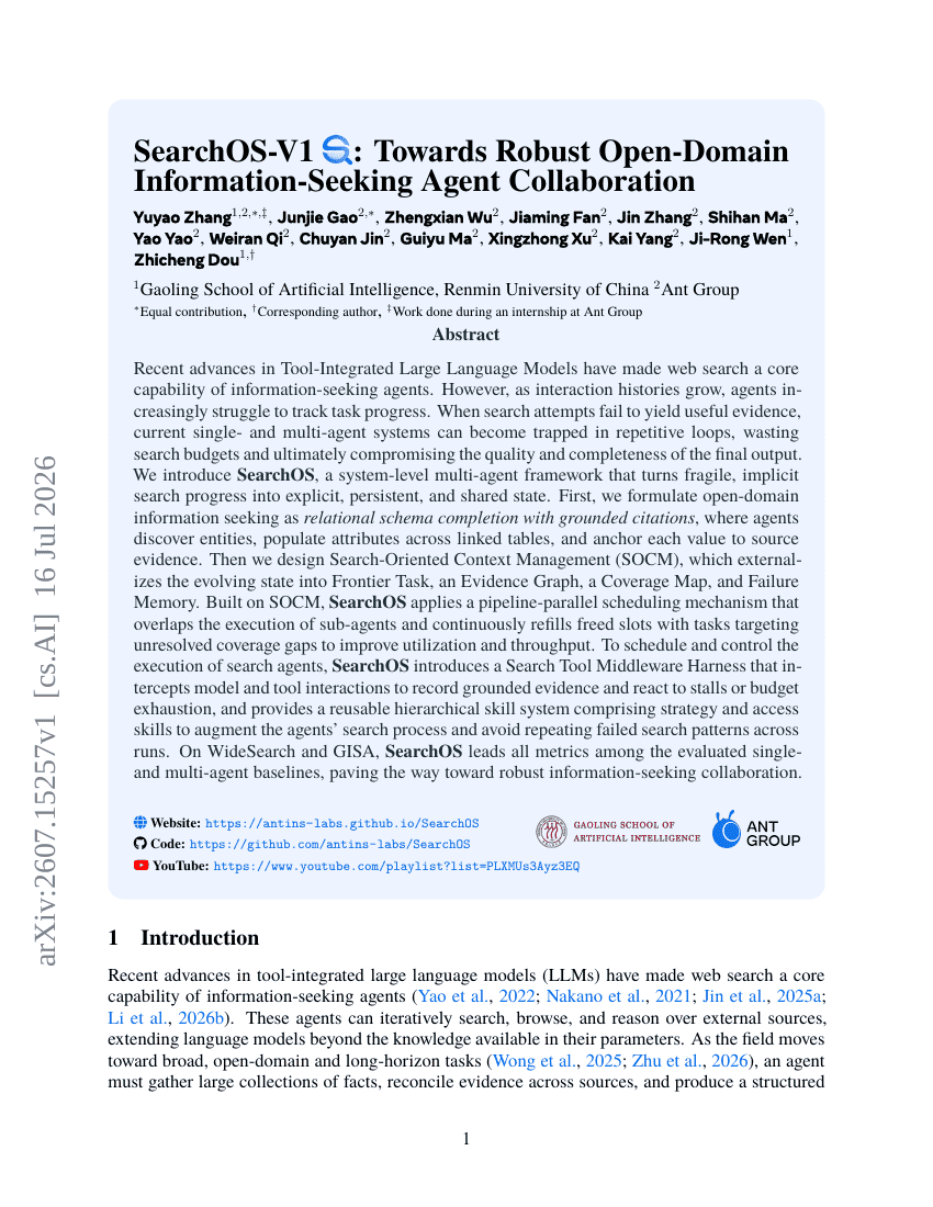 SearchOS-V1 : Towards Robust Open-Domain Information-Seeking Agent Collaboration