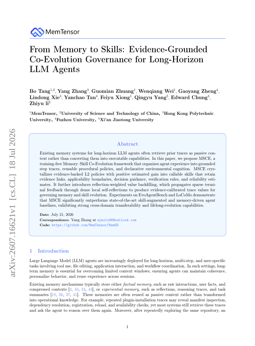From Memory to Skills: Evidence-Grounded Co-Evolution Governance for Long-Horizon LLM Agents