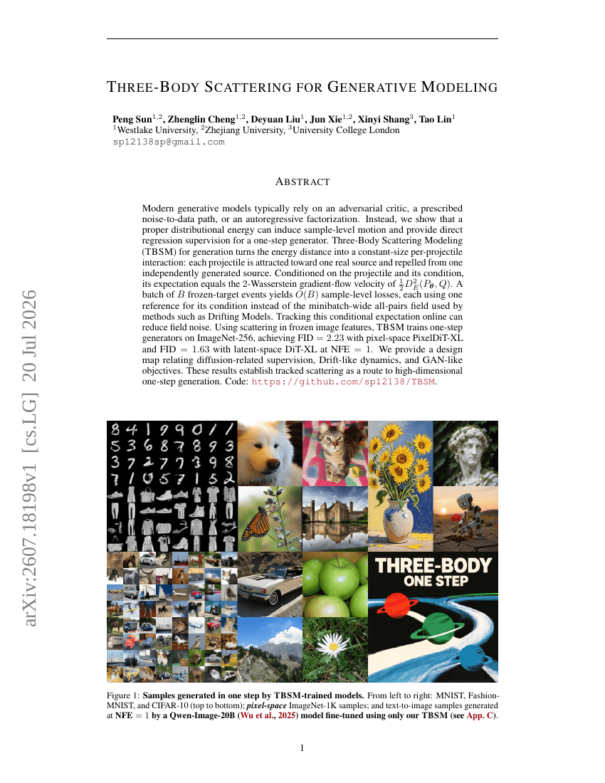 THREE-BODY SCATTERING FOR GENERATIVE MODELING