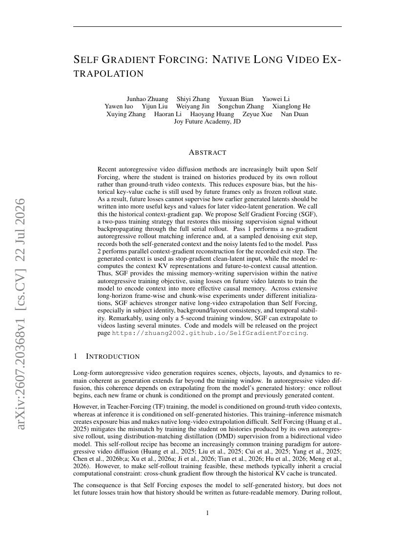 SELF GRADIENT FORCING: NATIVE LONG VIDEO EX-TRAPOLATION