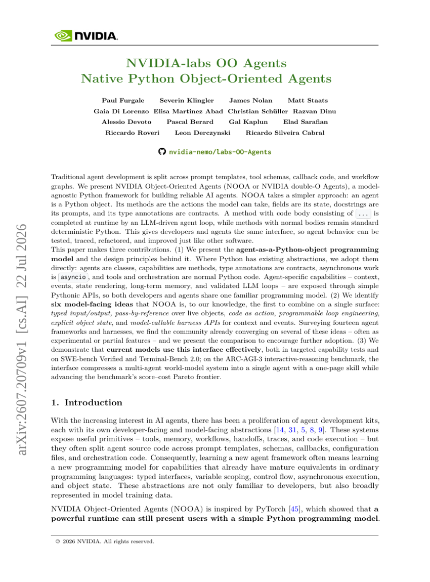 NVIDIA-labs OO Agents Native Python Object-Oriented Agents