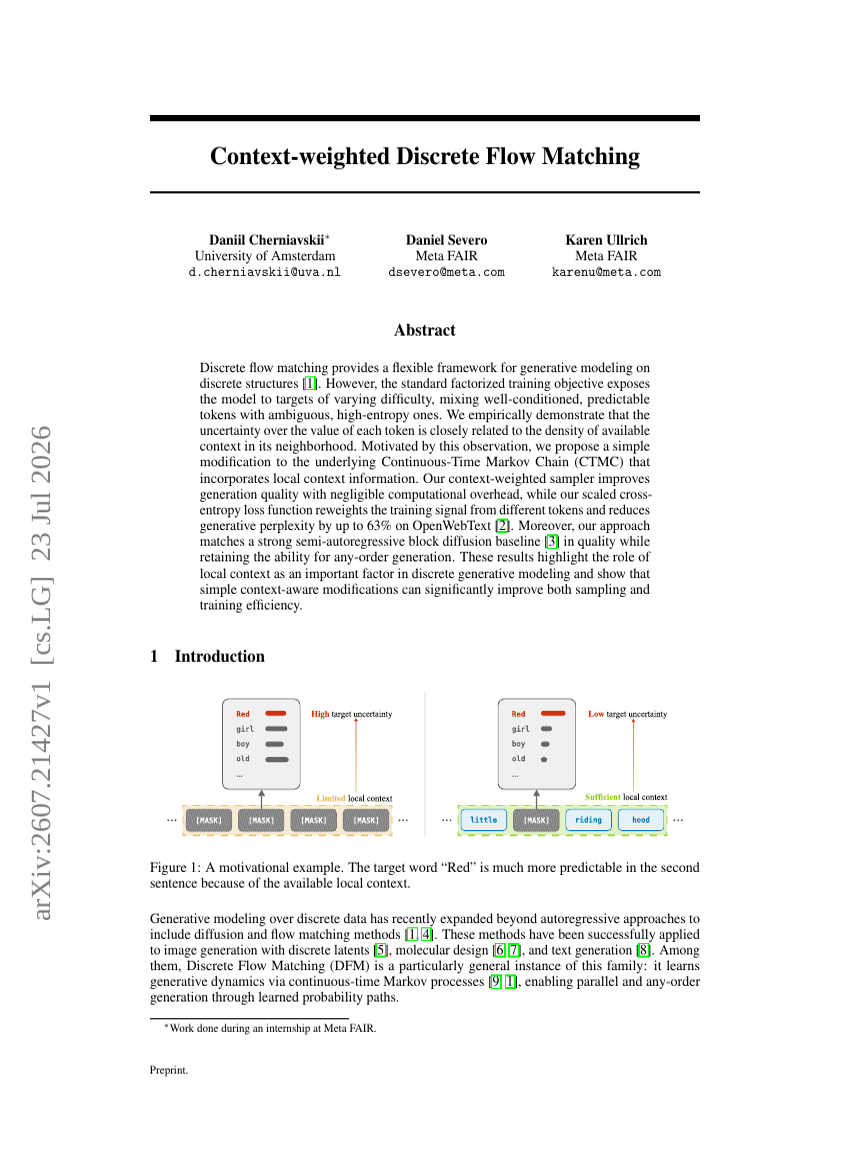 Context-weighted Discrete Flow Matching