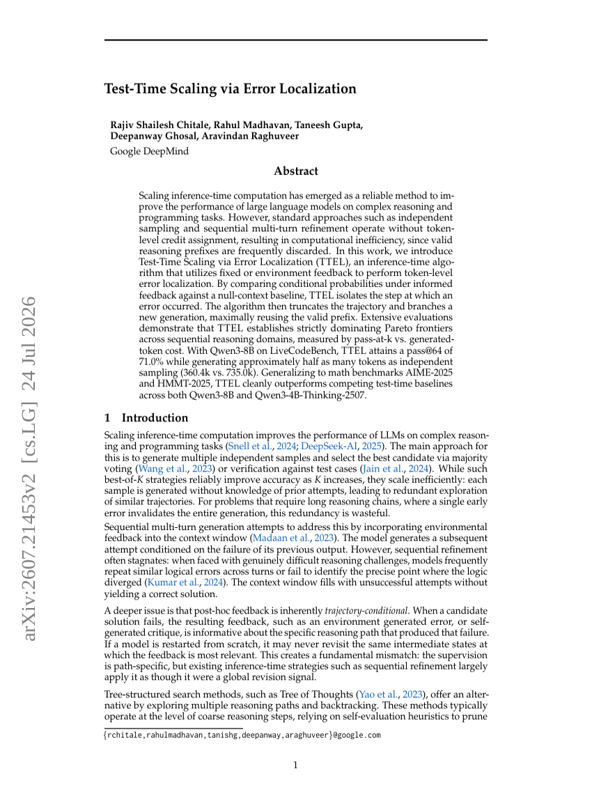 Test-Time Scaling via Error Localization
