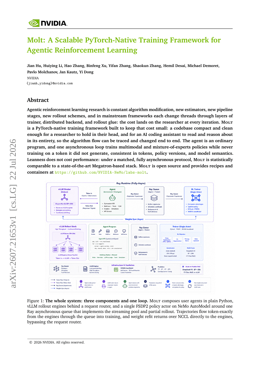 Molt: A Scalable PyTorch-Native Training Framework for Agentic Reinforcement Learning