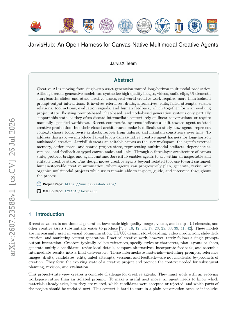 JarvisHub: An Open Harness for Canvas-Native Multimodal Creative Agents