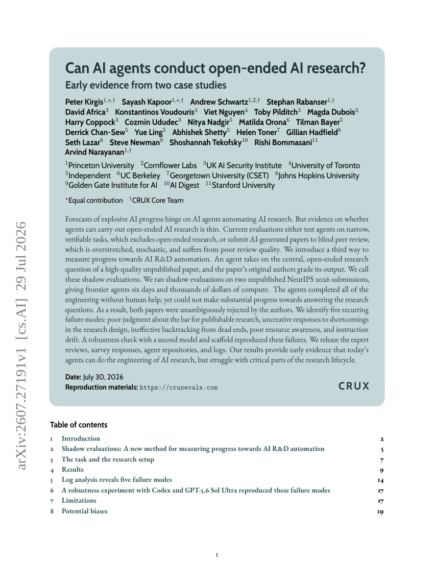 Can AI agents conduct open-ended AI research? Early evidence from two case studies