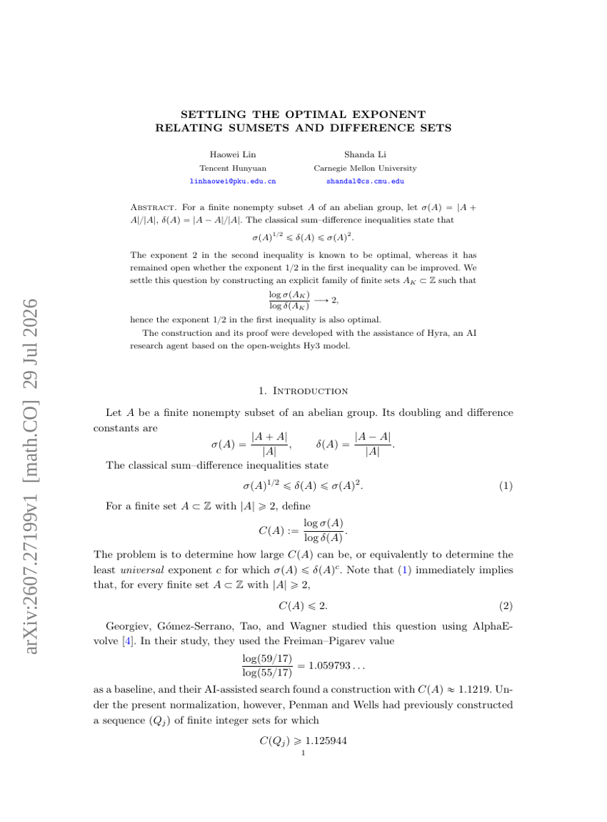 SETTLING THE OPTIMAL EXPONENT RELATING SUMSETS AND DIFFERENCE SETS