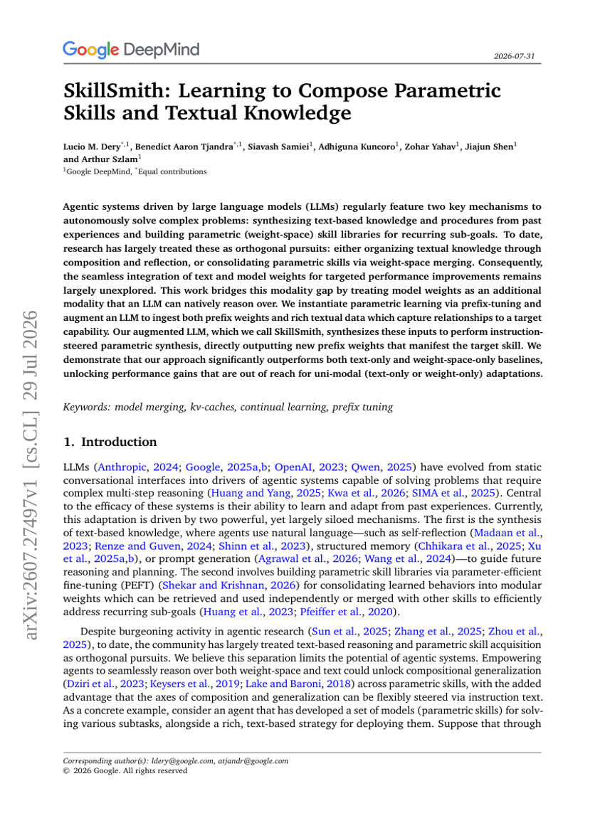 SkillSmith: Learning to Compose Parametric Skills and Textual Knowledge