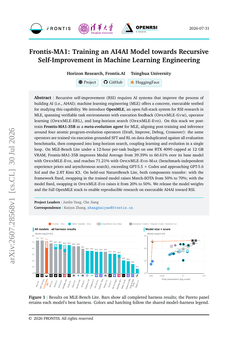 Frontis-MA1: Training an AI4AI Model towards Recursive Self-Improvement in Machine Learning Engineering