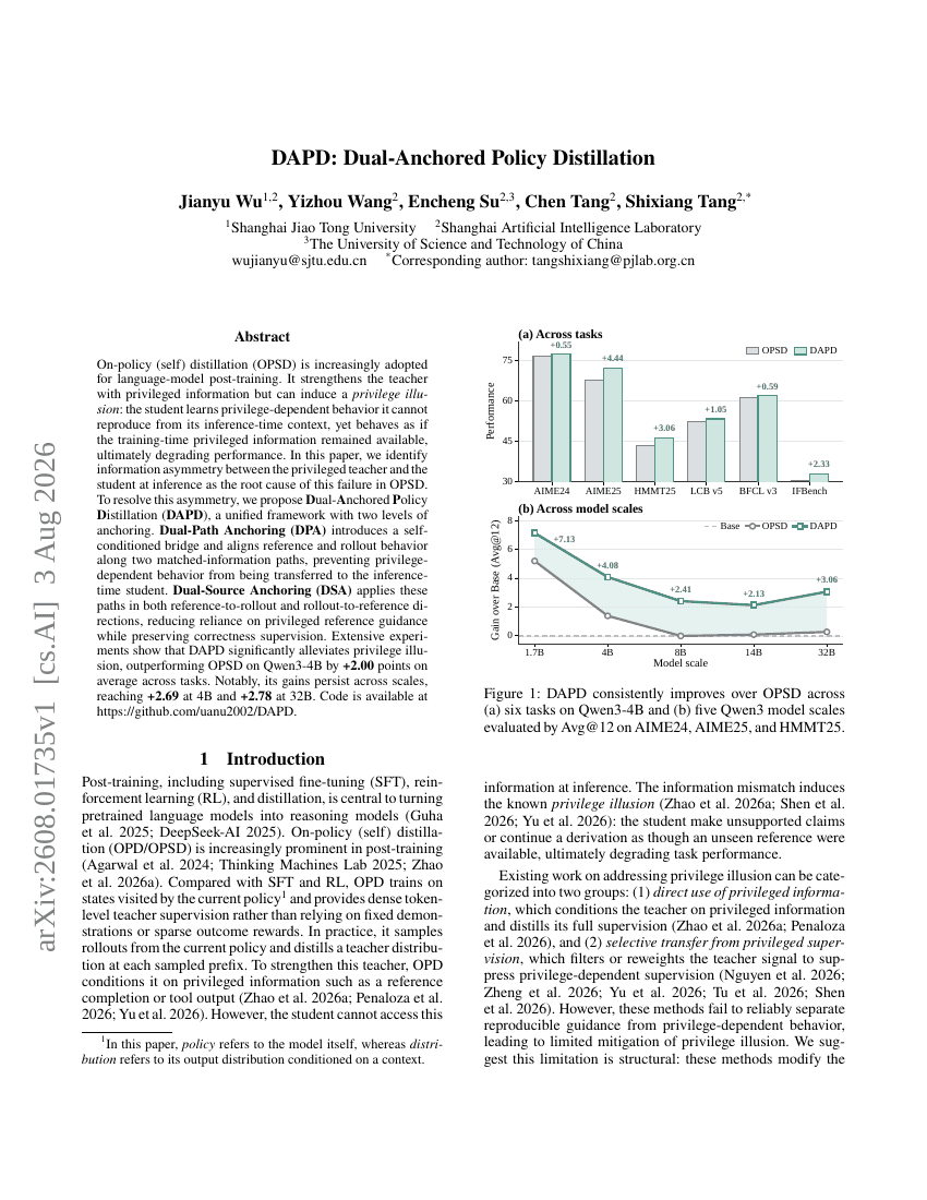 DAPD: Dual-Anchored Policy Distillation