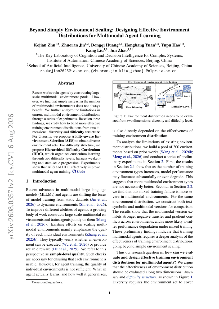 Beyond Simply Environment Scaling: Designing Effective Environment Distributions for Multimodal Agent Learning