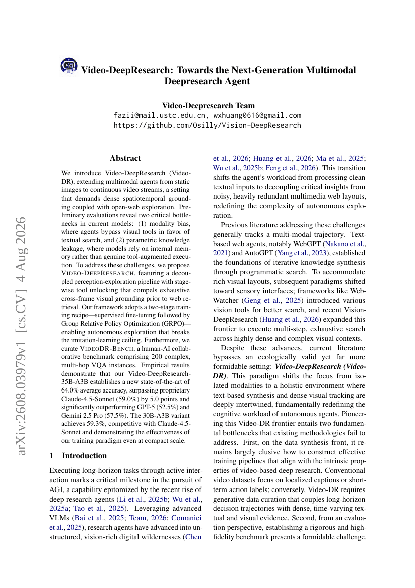 Video-DeepResearch: Towards the Next-Generation Multimodal Deepresearch Agent