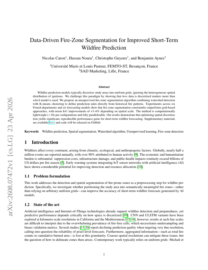 Data-Driven Fire-Zone Segmentation for Improved Short-Term Wildfire Prediction