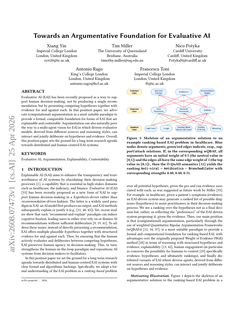 Towards an Argumentative Foundation for Evaluative AI