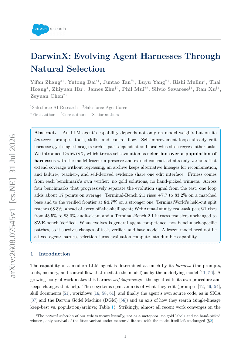 DarwinX: Evolving Agent Harnesses Through Natural Selection