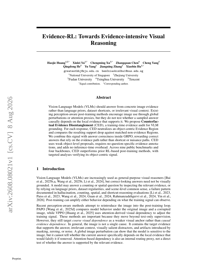 Evidence-RL: Towards Evidence-intensive Visual Reasoning