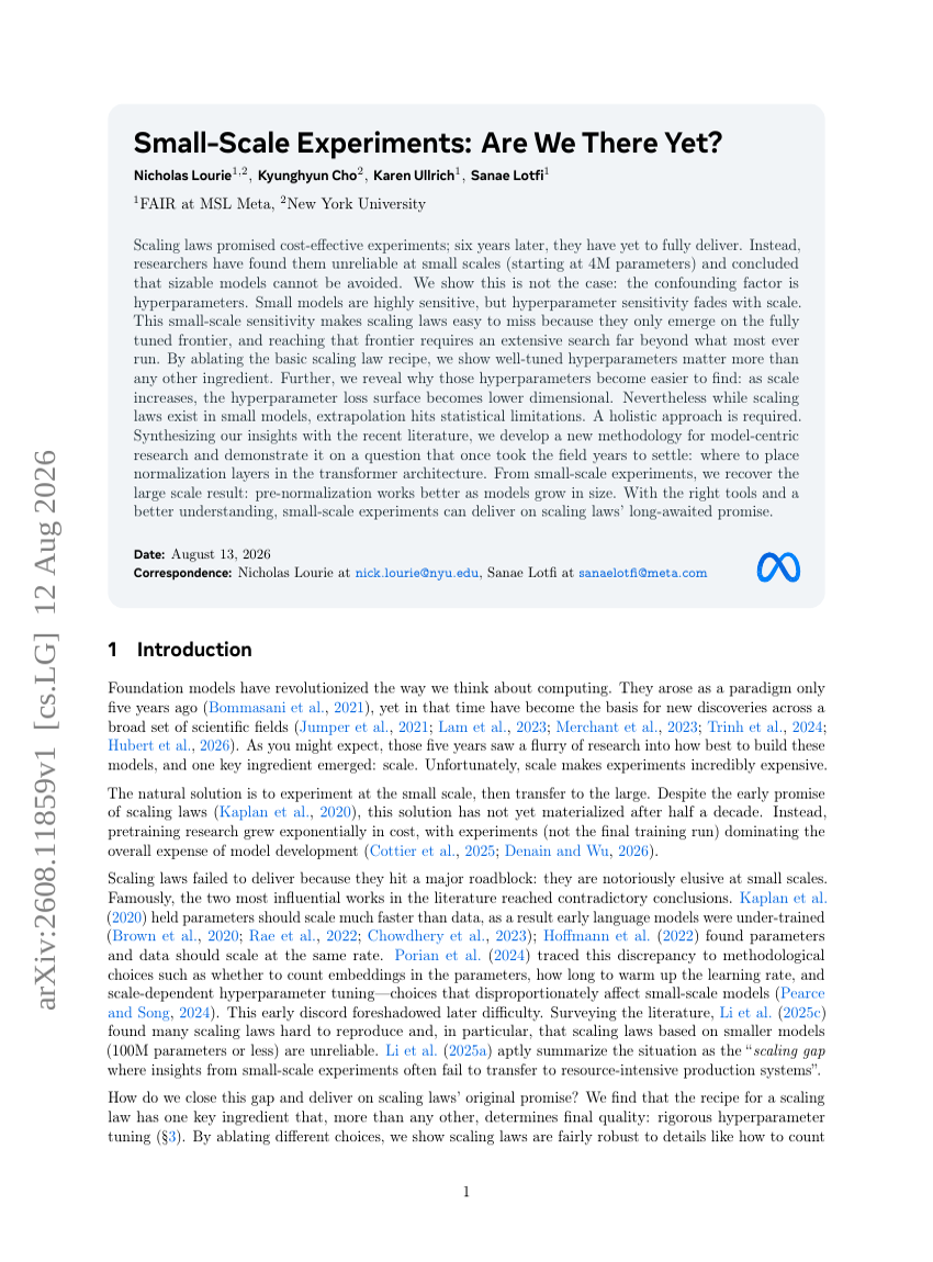 Small-Scale Experiments: Are We There Yet?