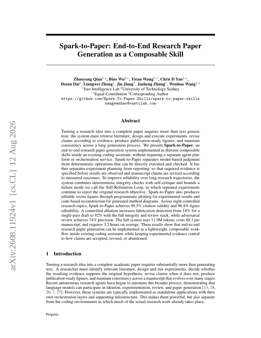 Spark-to-Paper: End-to-End-Forschungspapiergenerierung als komponierbare Fertigkeit
