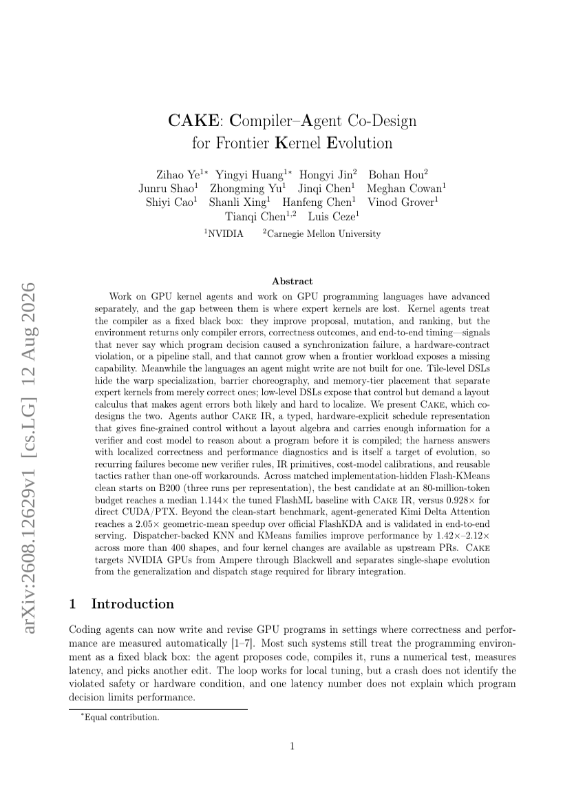 CAKE: Compiler–Agent Co-Design for Frontier Kernel Evolution