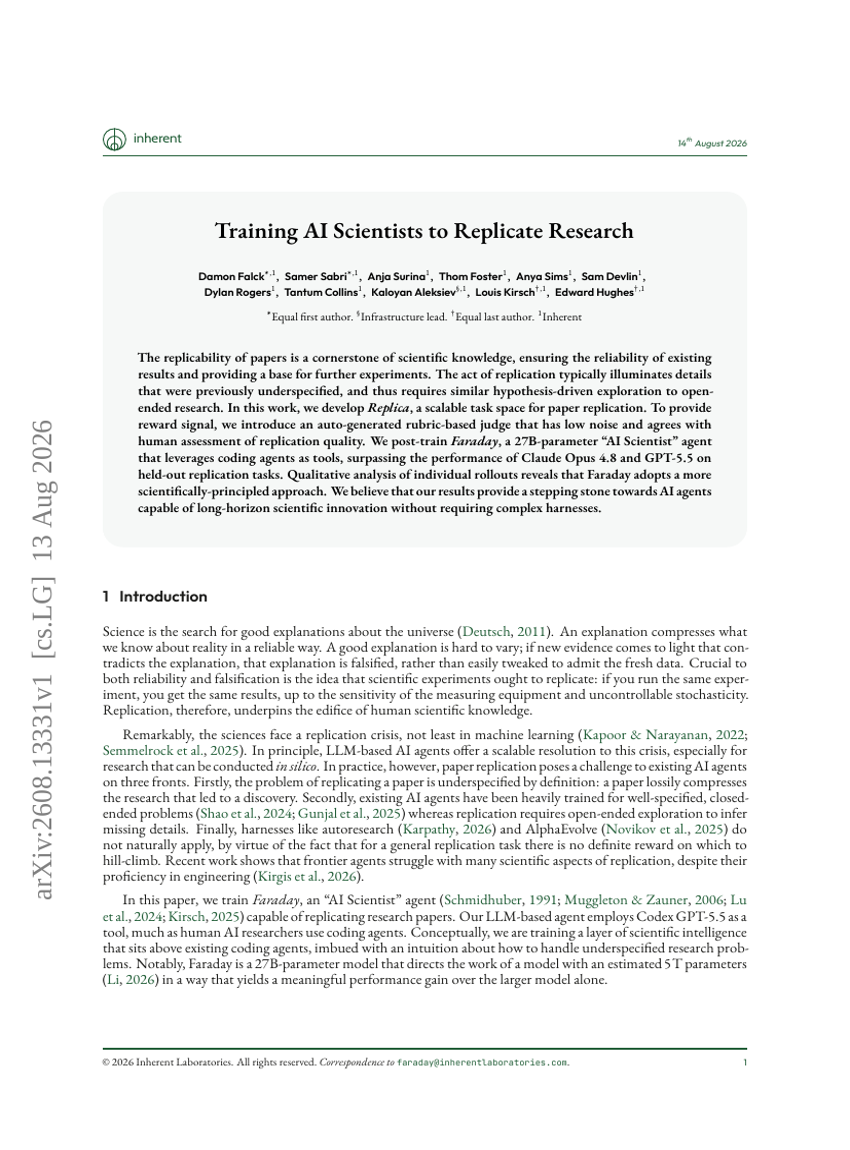 Training AI Scientists to Replicate Research