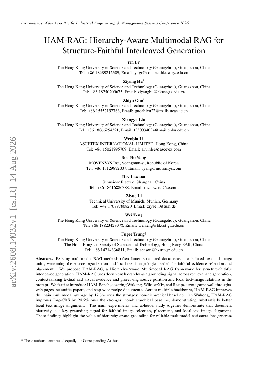 HAM-RAG: Hierarchy-Aware Multimodal RAG for Structure-Faithful Interleaved Generation