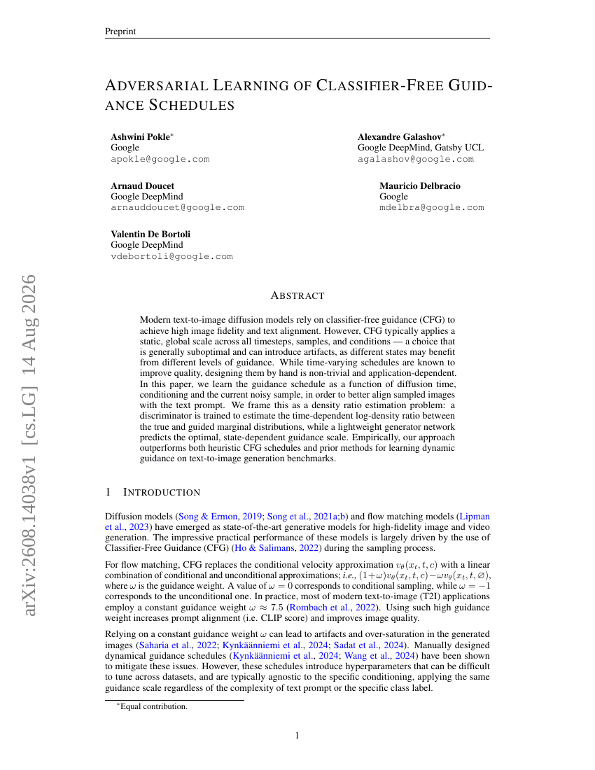 Adversarial Learning of Classifier-Free Guidance Schedules