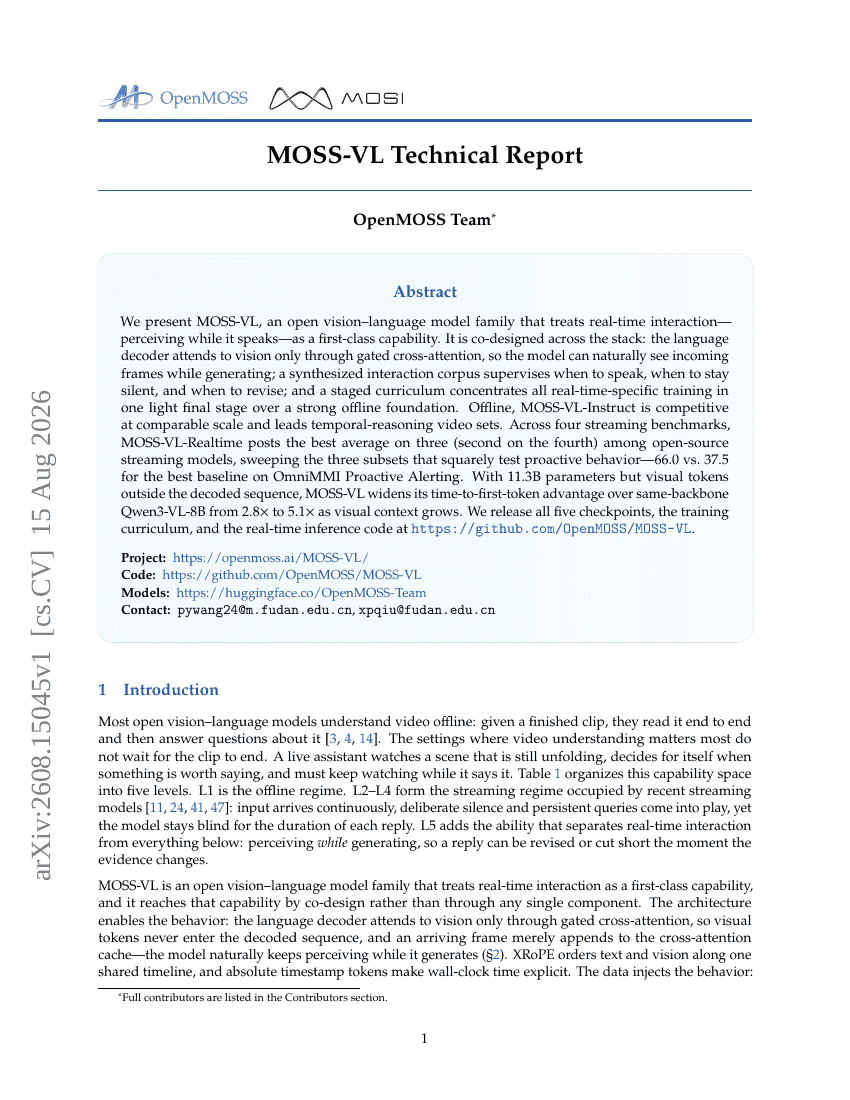 التقرير التقني لنموذج MOSS-VL