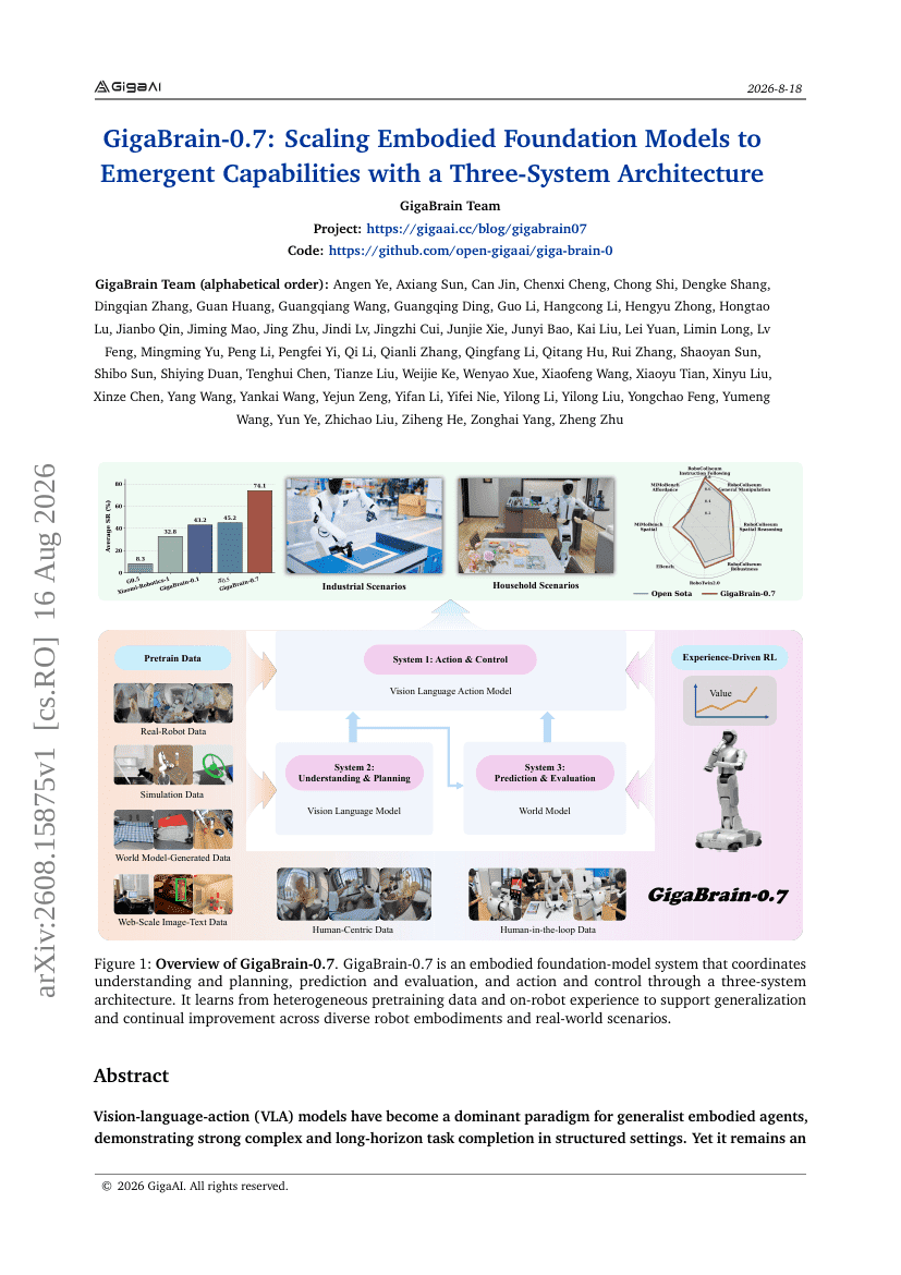 GigaBrain-0.7: Scaling Embodied Foundation Models to Emergent Capabilities with a Three-System Architecture