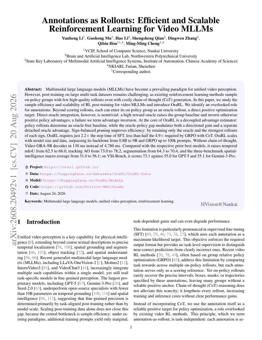 Annotations as Rollouts: Efficient and Scalable Reinforcement Learning for Video MLLMs