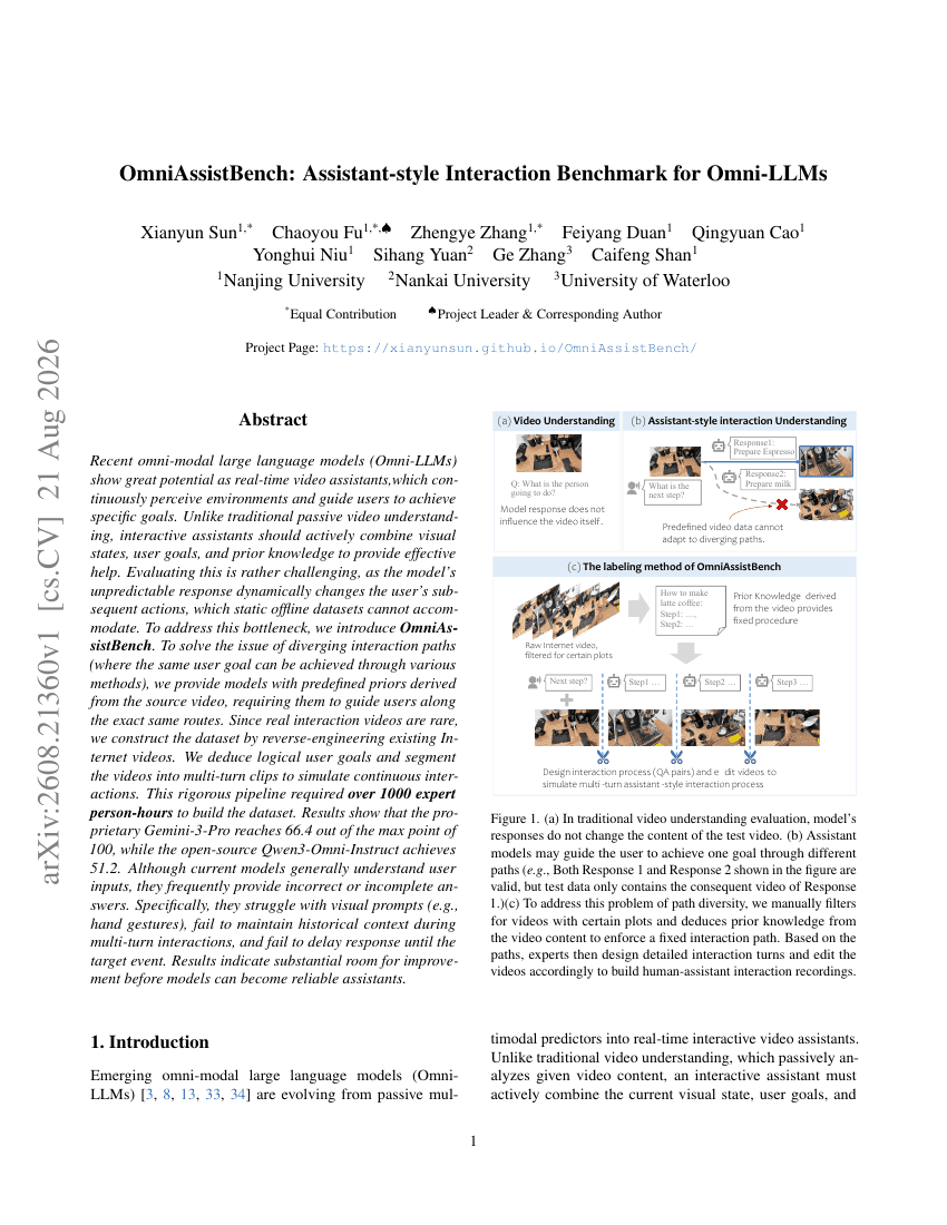 OmniAssistBench: Assistant-style Interaction Benchmark for Omni-LLMs