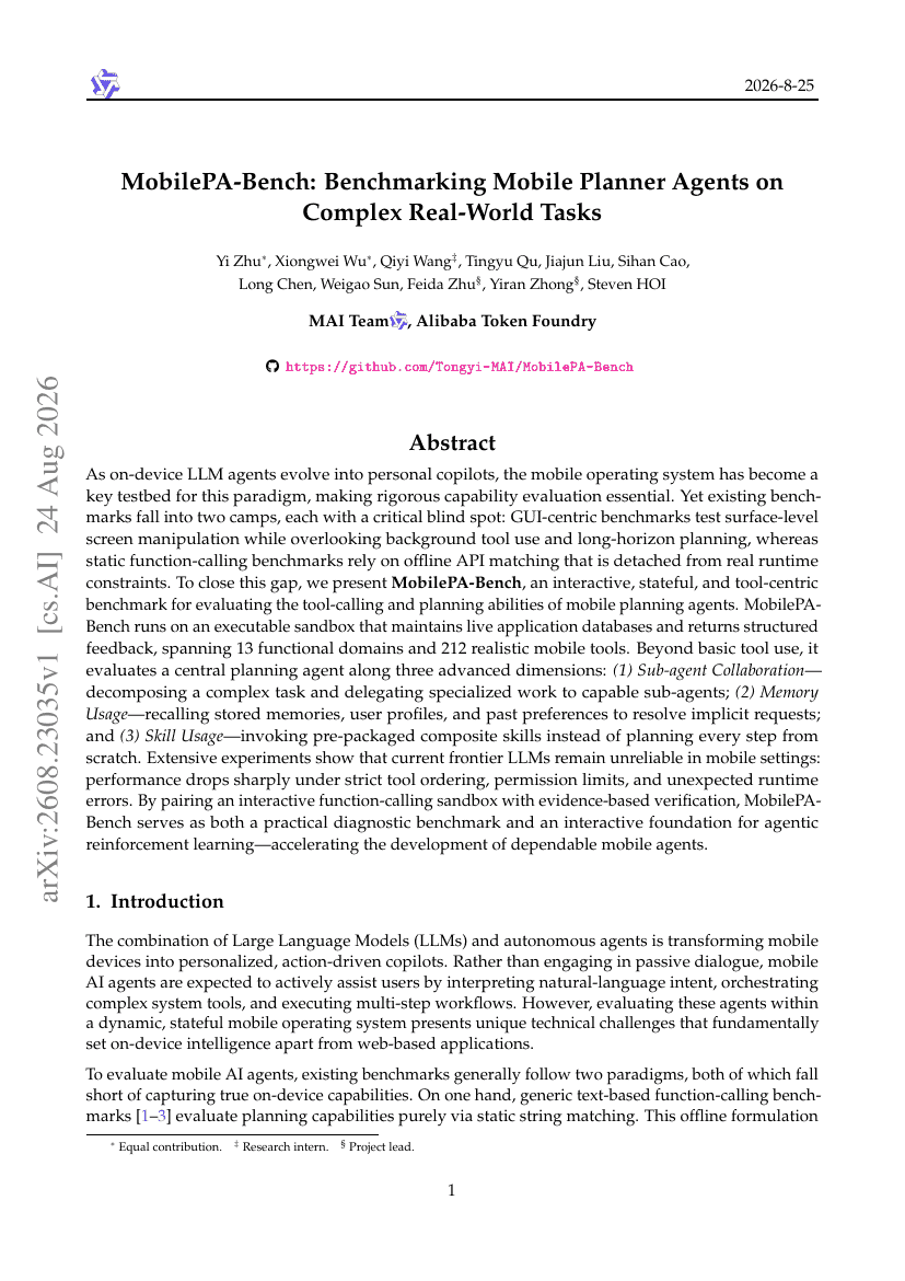 MobilePA-Bench: Benchmarking Mobile Planner Agents on Complex Real-World Tasks