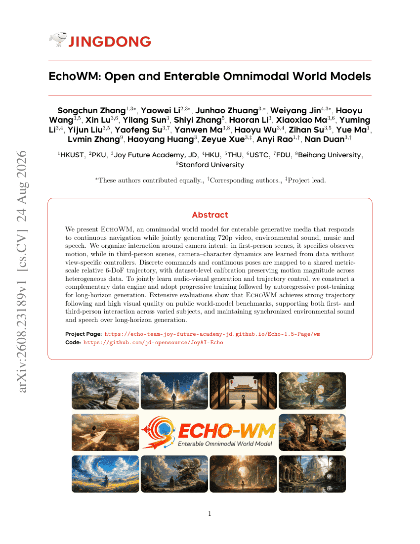 EchoWM: Open and Enterable Omnimodal World Models