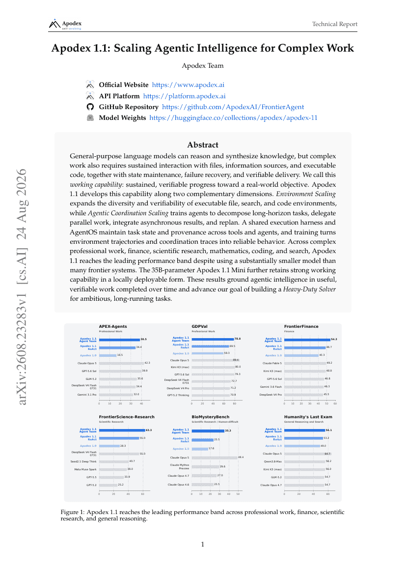 Apodex 1.1: Scaling Agentic Intelligence for Complex Work