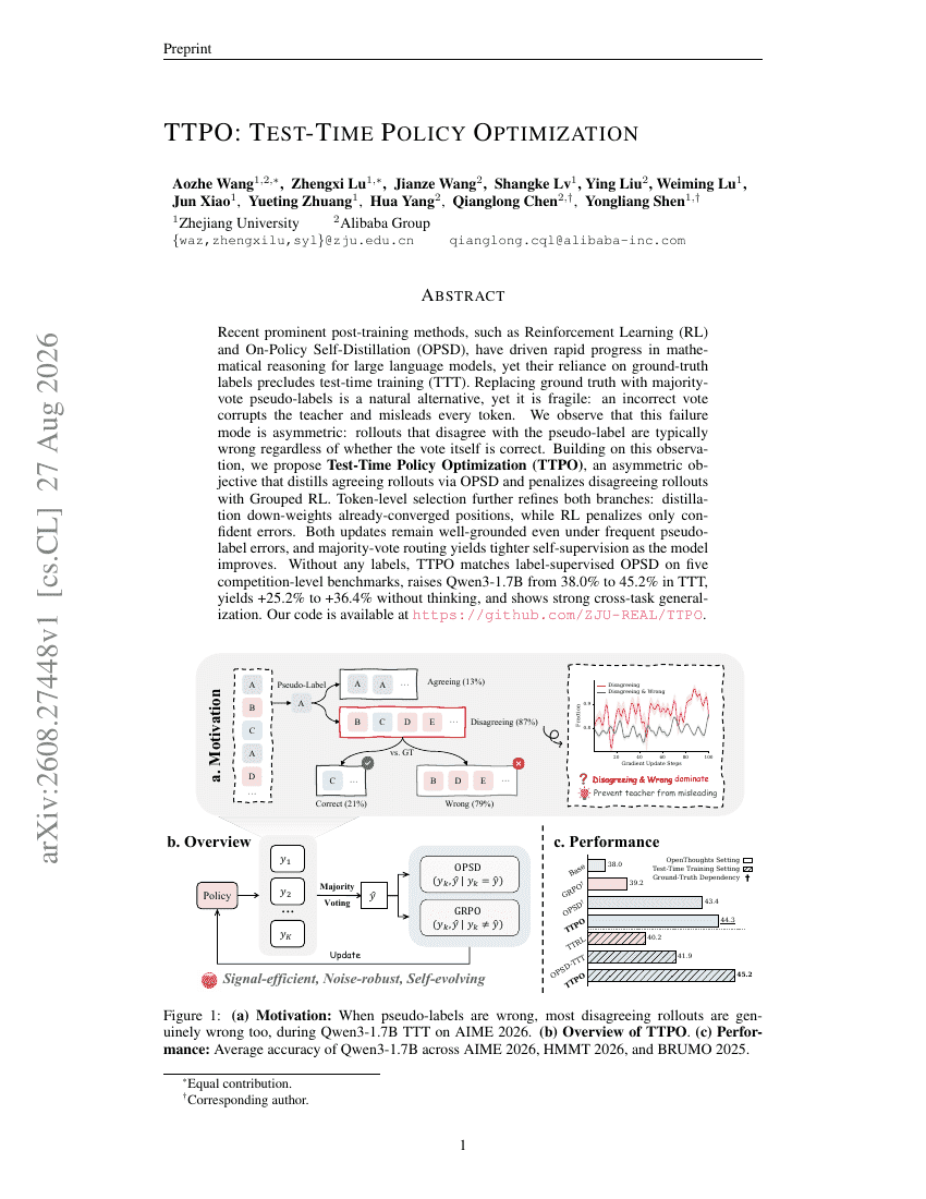 TTPO: TEST-TIME POLICY OPTIMIZATION