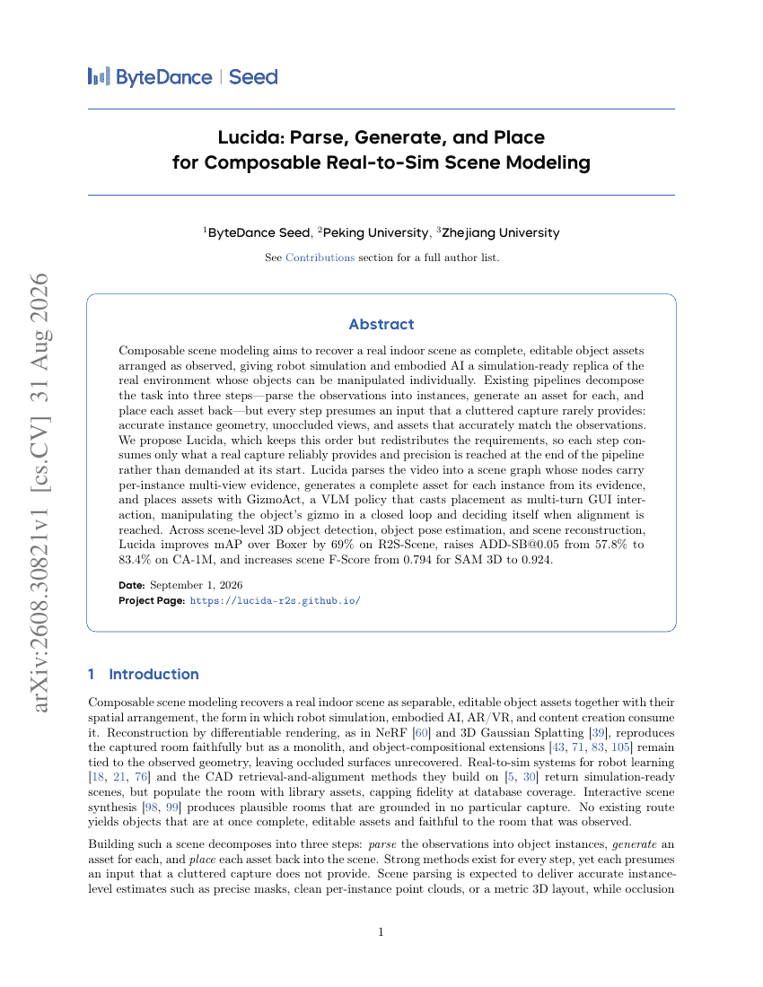 Lucida: Parse, Generate, and Place for Composable Real-to-Sim Scene Modeling