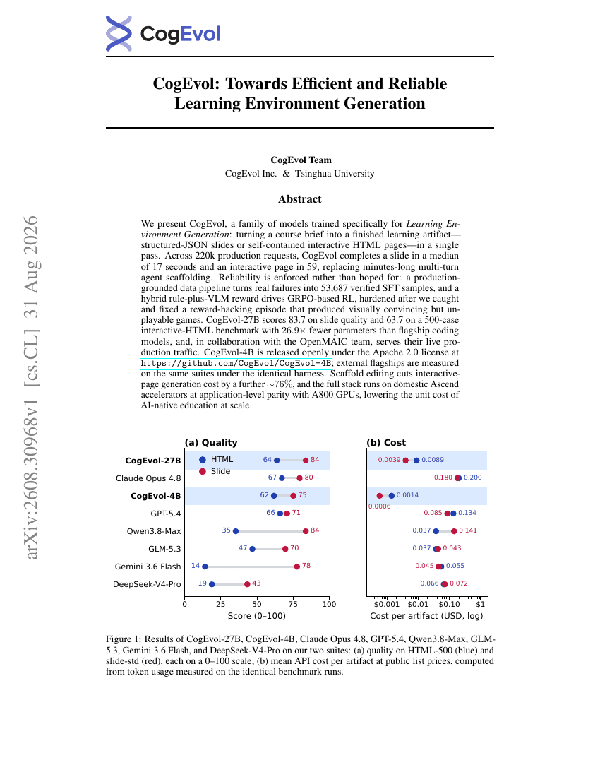 CogEvol: Towards Efficient and Reliable Learning Environment Generation
