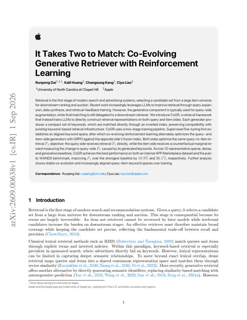 It Takes Two to Match: Co-Evolving Generative Retriever with Reinforcement Learning