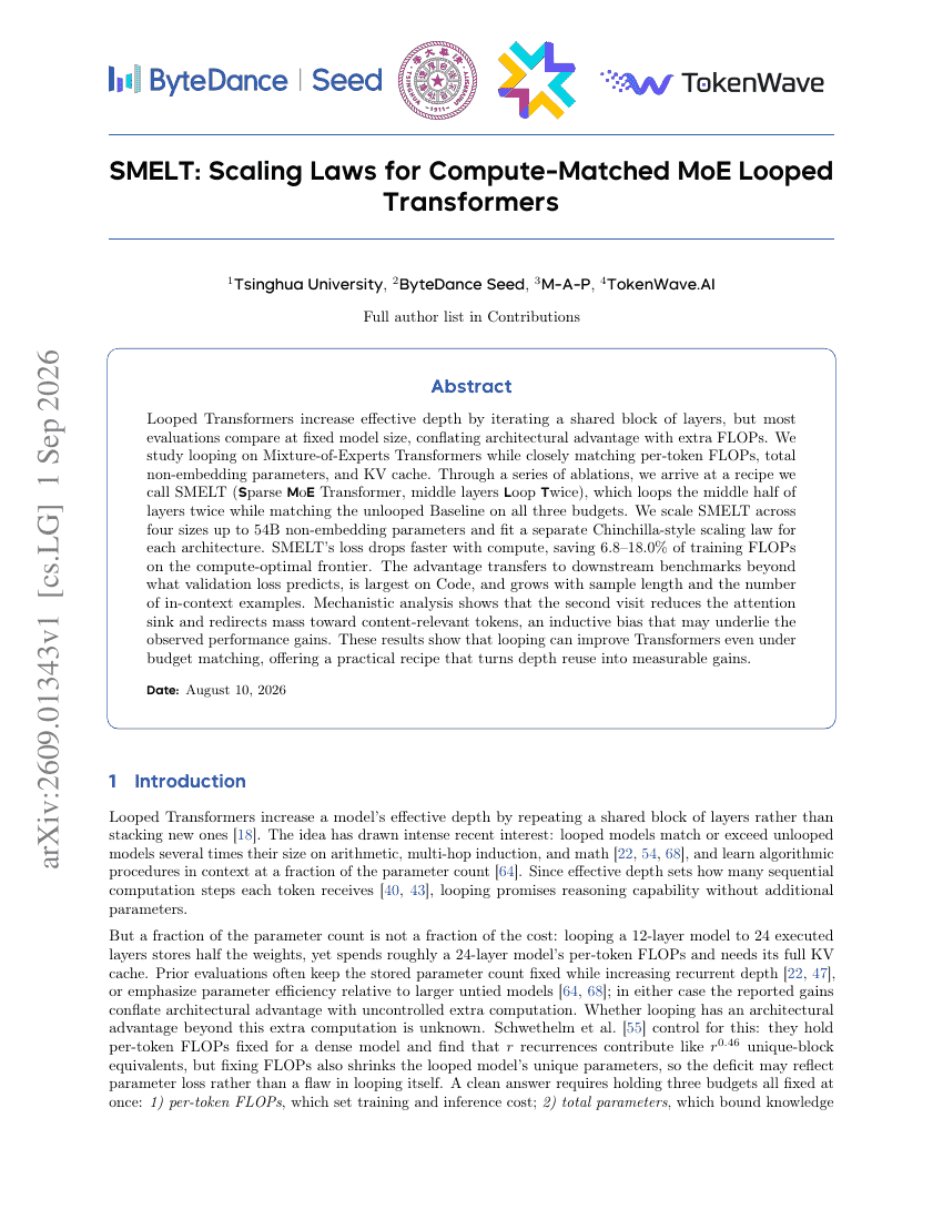 SMELT: Scaling Laws for Compute-Matched MoE Looped Transformers
