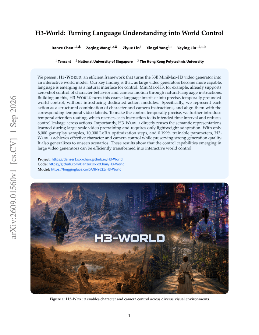 H3-World: Turning Language Understanding into World Control