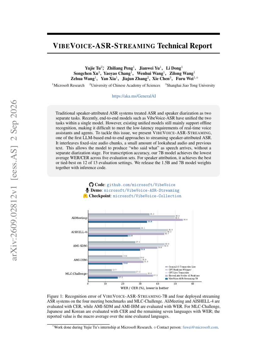VIBEVOICE-ASR-STREAMING Technical Report