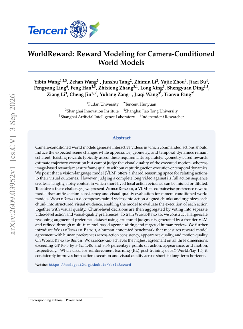 WorldReward: Reward Modeling for Camera-Conditioned World Models