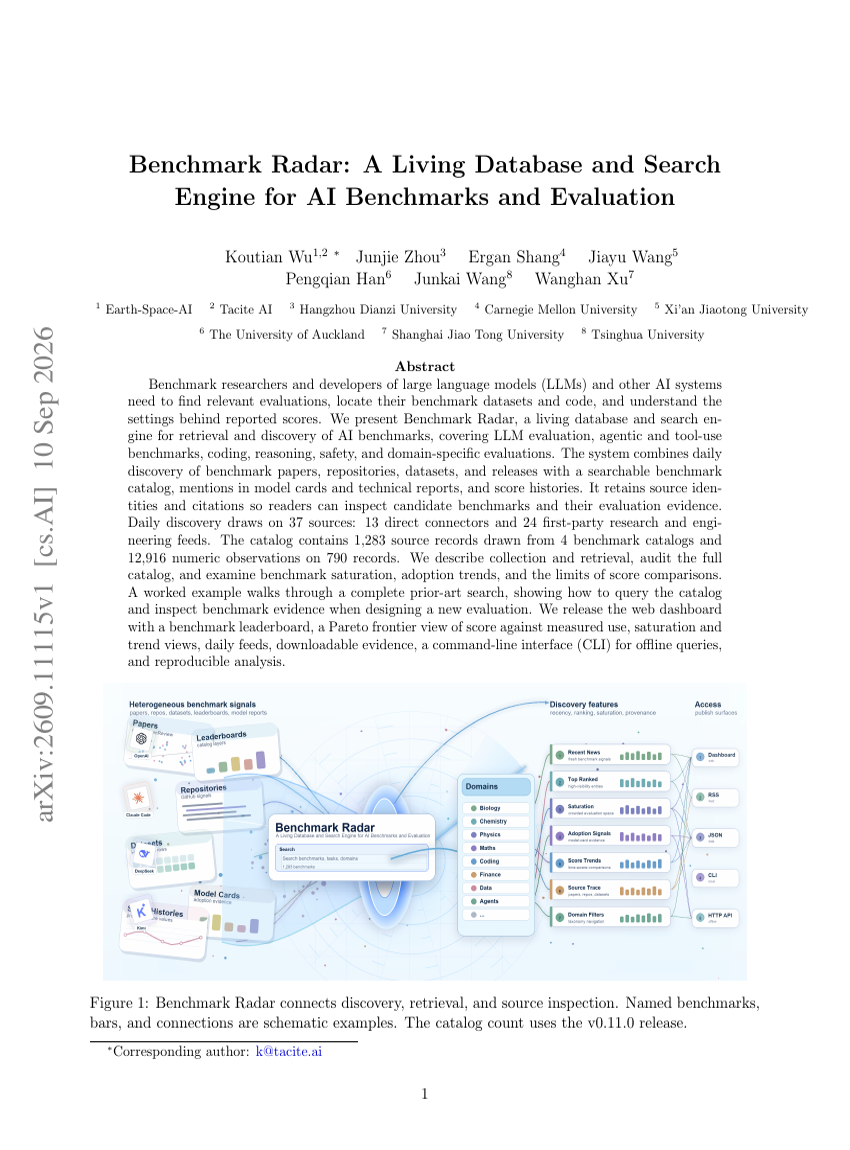Benchmark Radar: A Living Database and Search Engine for AI Benchmarks and Evaluation