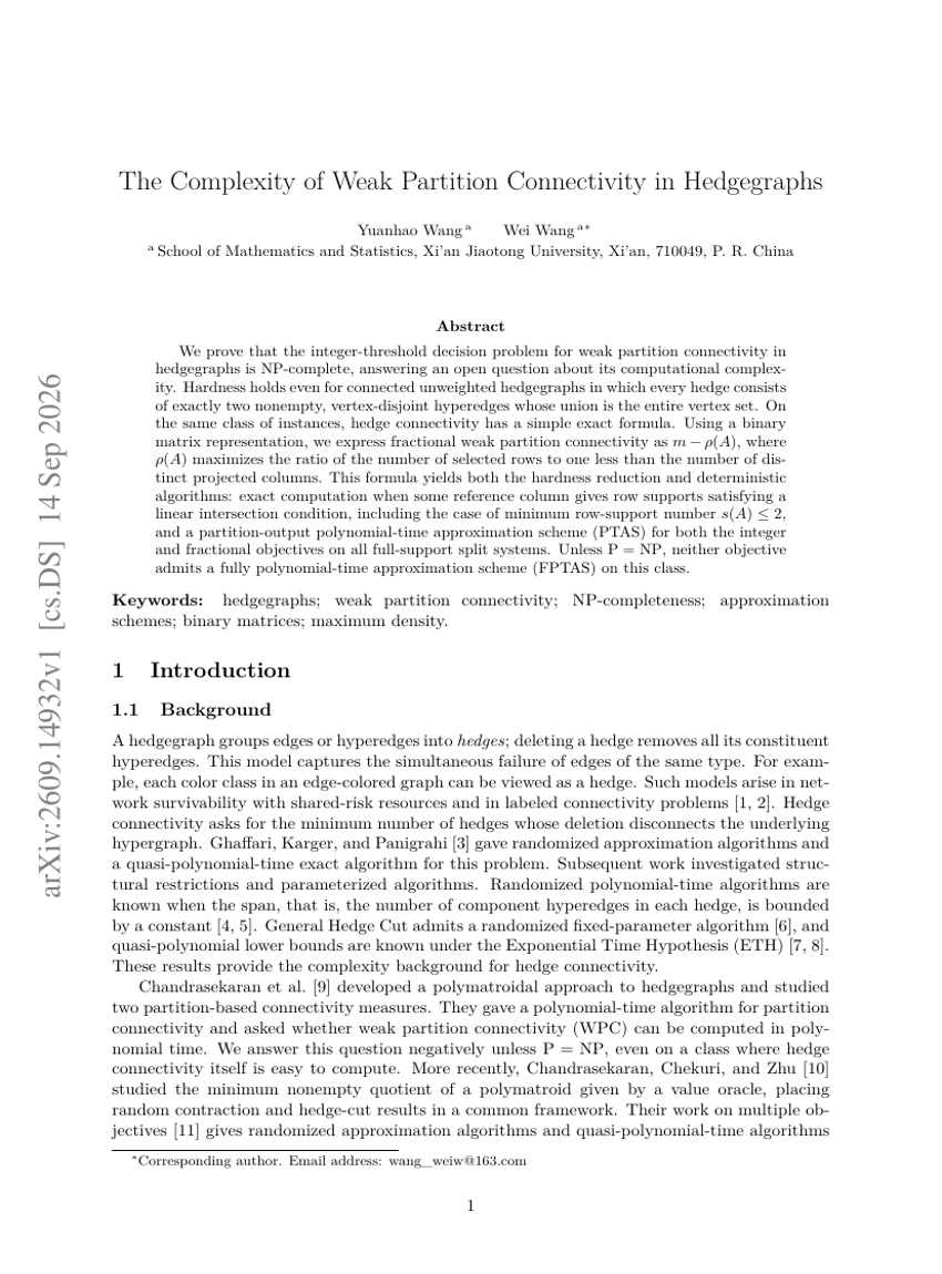 The Complexity of Weak Partition Connectivity in Hedgegraphs