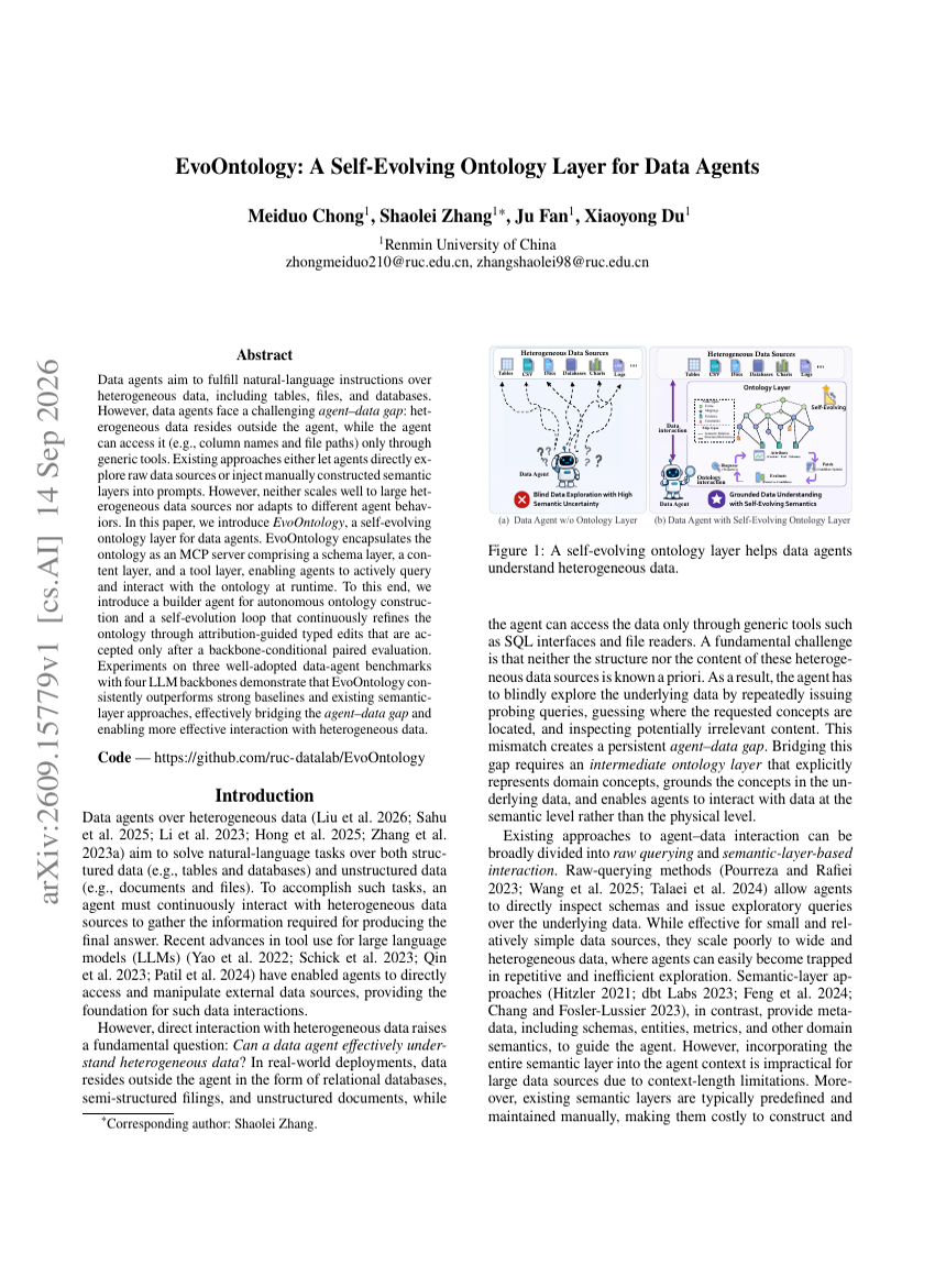 EvoOntology: A Self-Evolving Ontology Layer for Data Agents